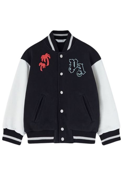 Black cotton jacket for children PALM ANGELS | PBEH001S25FLE001/DELNERO